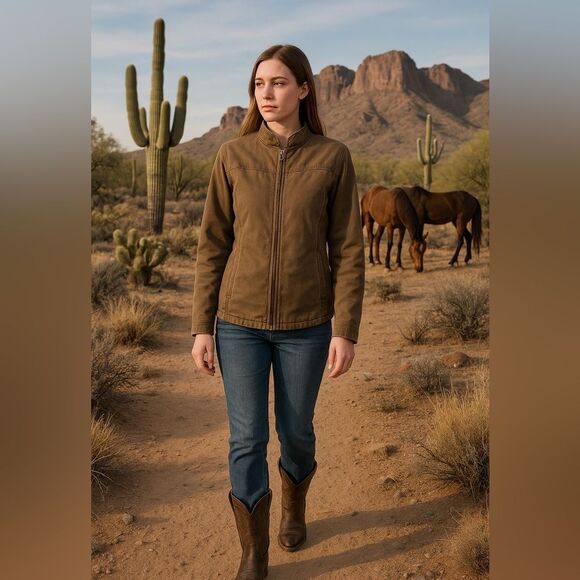 Outback Trading Company Canvas/Quilted Jacket with Floral Back Embroidery - Picture 8 of 15